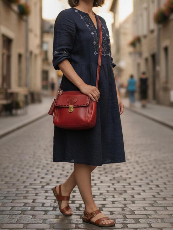 Dooney & Bourke Handbags - Dooney & Bourke Florentine Red Leather Buckle Pocket Zipper Crossbody Bag
